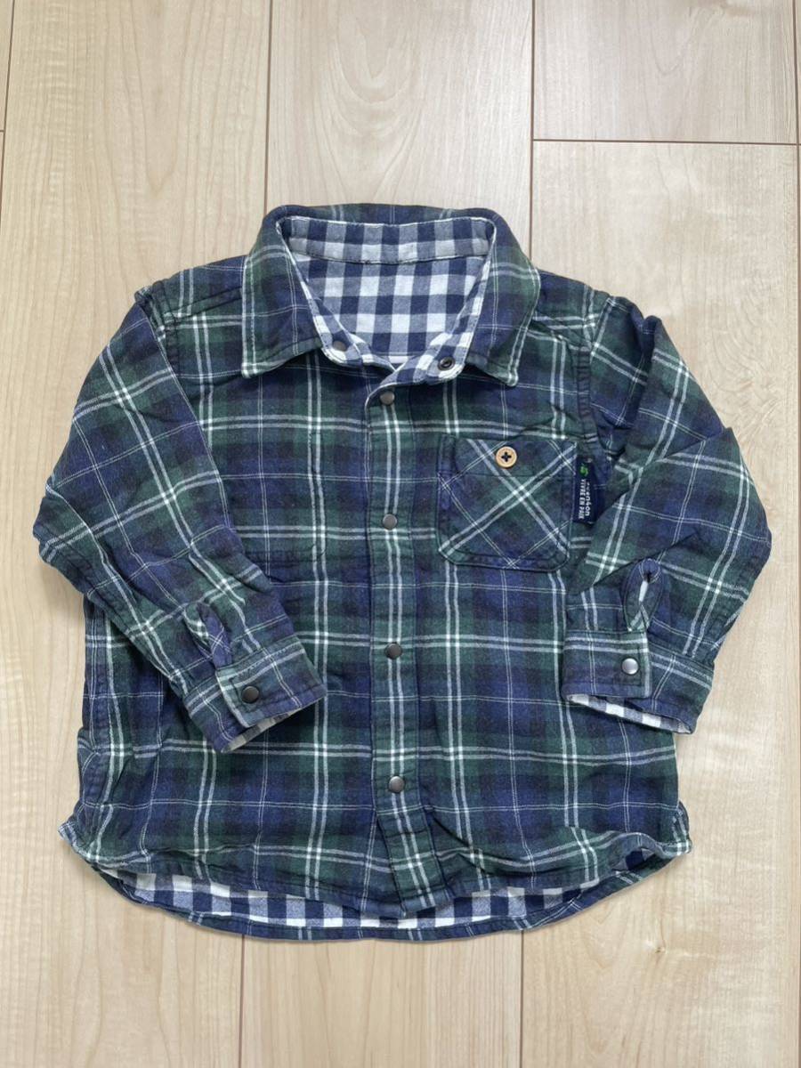 リバーシブルの長袖シャツ ネルシャツ チェック柄 チェックシャツ 拍卖