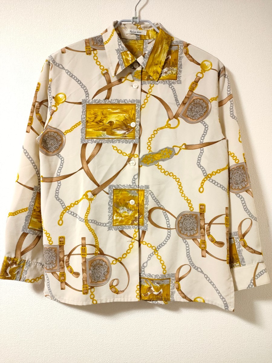 スカーフバブリー柄 派手 総柄シャツ ヴィンテージ レトロ ビッグオーバーサイズ 古着 キナリ拍卖