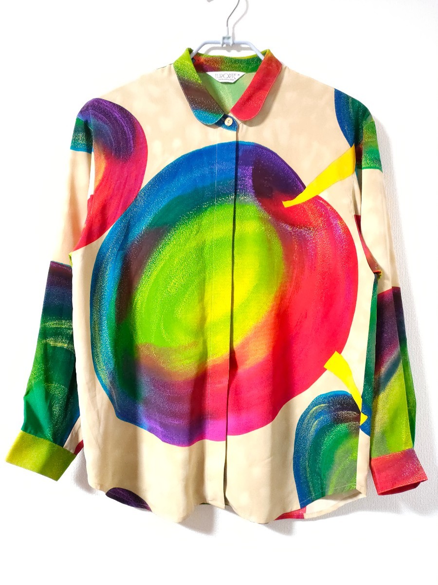 スカーフバブリー柄 派手 総柄シャツ ヴィンテージ レトロ ビッグオーバーサイズ 古着 アート拍卖