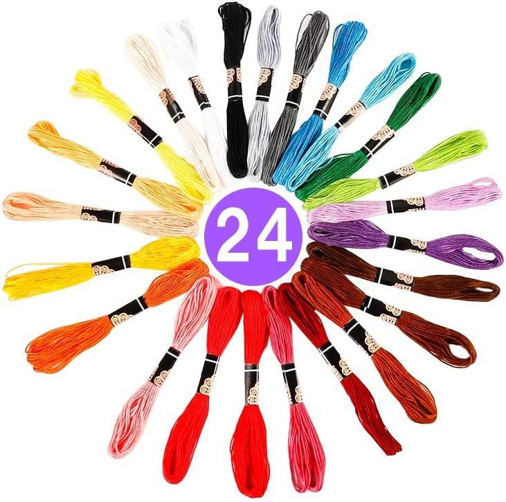 ★★刺繍糸 刺しゅう糸 初心者 カラフル 縫い糸 手芸用糸 高質量 多色鮮やかな縫い糸 クロスステッチ 刺繍セット ミサンガ (24色セット)拍卖