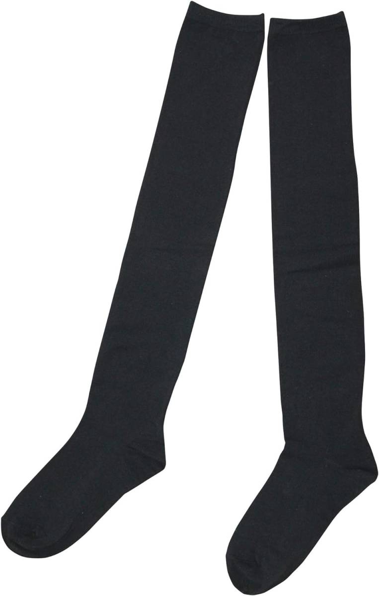 ★★無地 ニーハイソックス ブラック サイズフリー 靴下 ゴルフ ブラック 黒拍卖