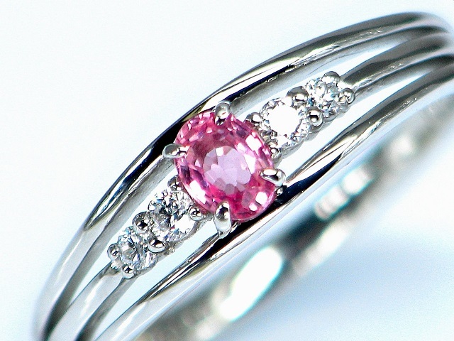 【宝石屋本舗】天然パパラチャサファイア0.245ct ダイヤモンド PT950 リング(DGL宝石鑑別書付)拍卖