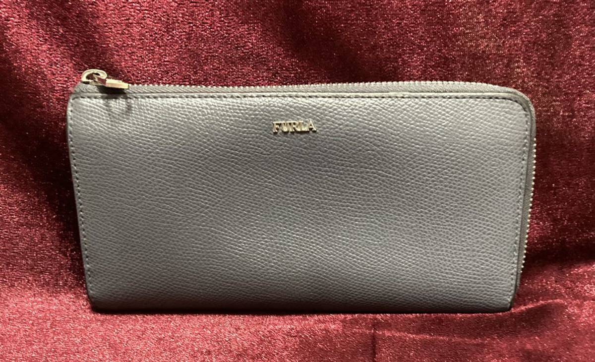 FURLA フルラ 良品♪ L字 ファスナー 長財布 グレー ウォレット 財布 拍卖