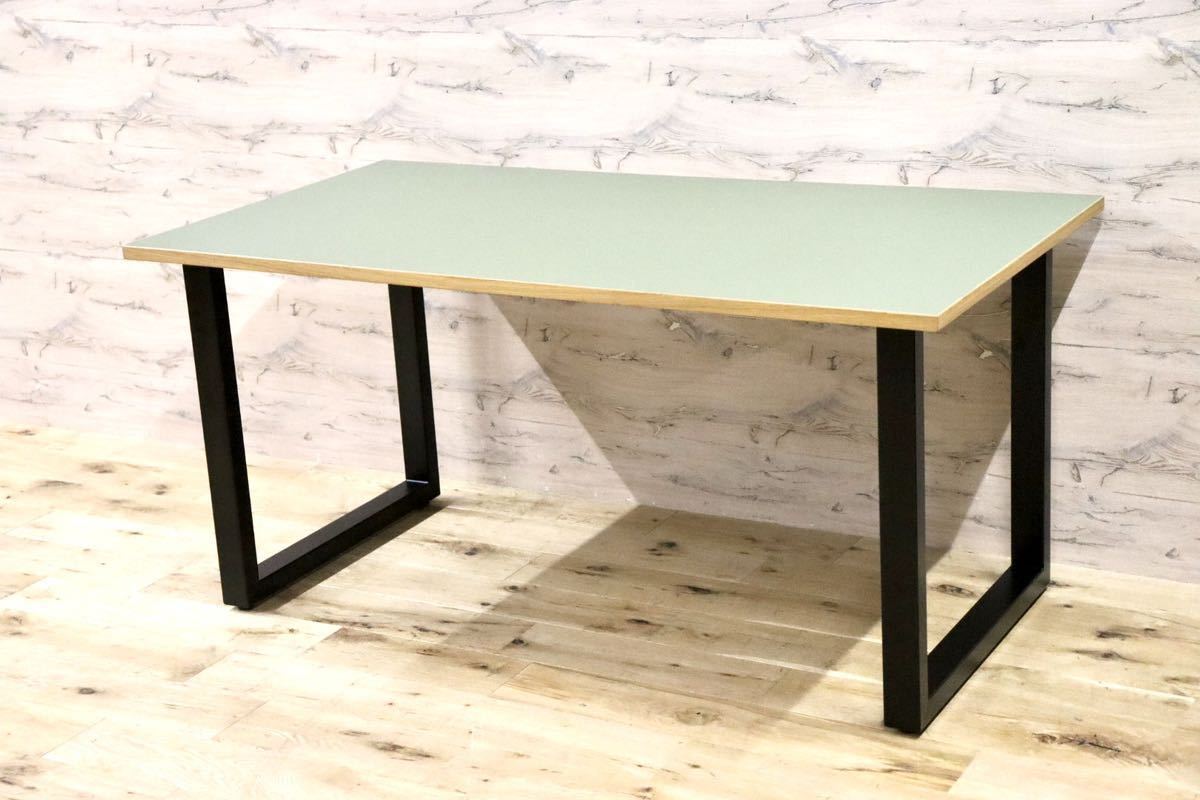 GMGH252○ParksideMarket / パークサイドマーケット ダイニングテーブル 食卓テーブル 作業台 スチールレッグ オリーブ 定価約8万 展示品拍卖