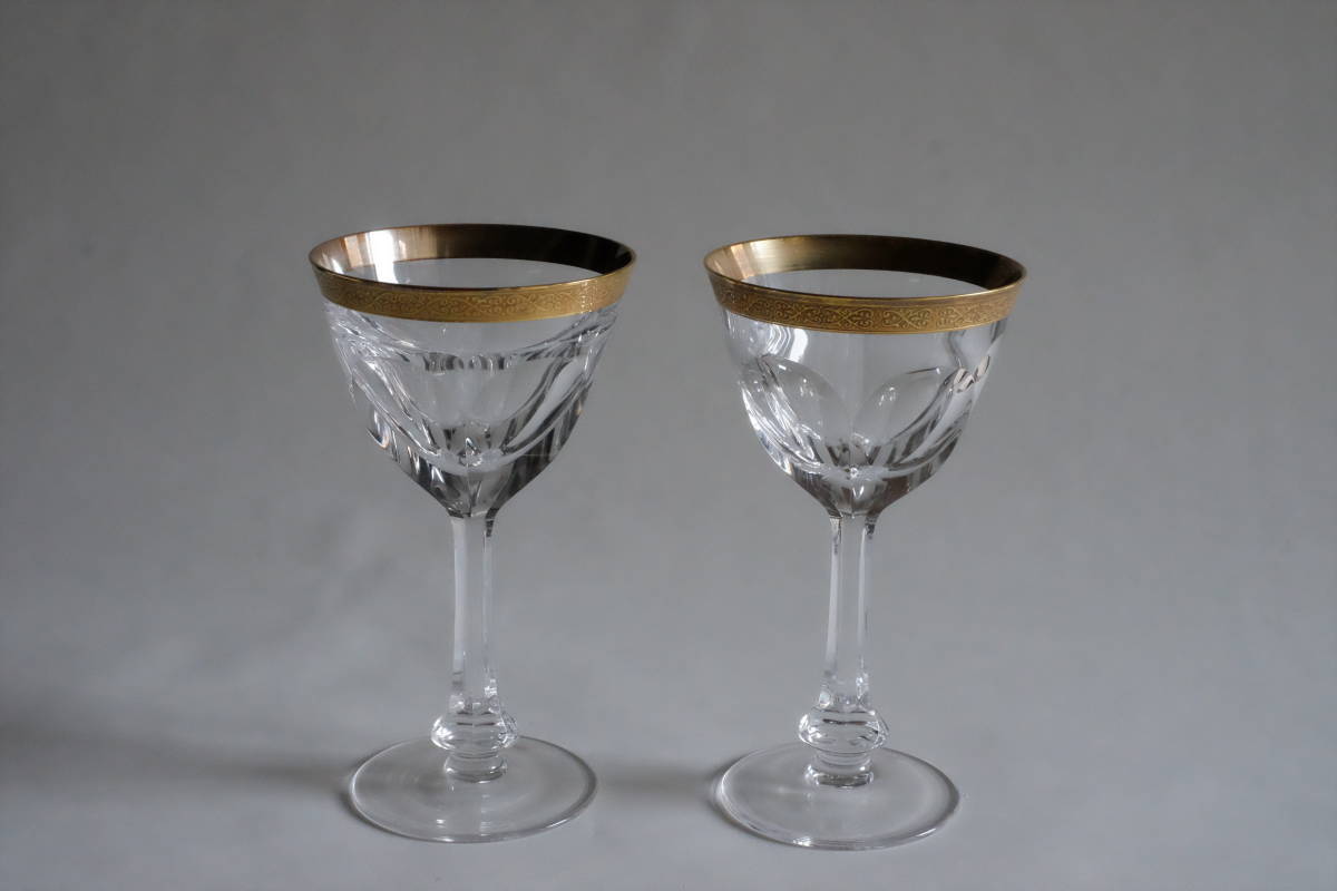 ≪未使用≫ Moser モーゼル ワイングラス レディハミルトン クリスタル 金彩 ゴールド 2個セット拍卖
