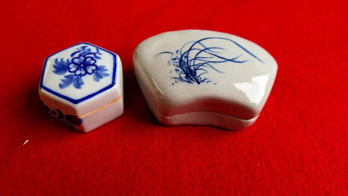 ★☆◆古美術◆香合2点セット 茶道具 染付香合 骨董品☆★拍卖