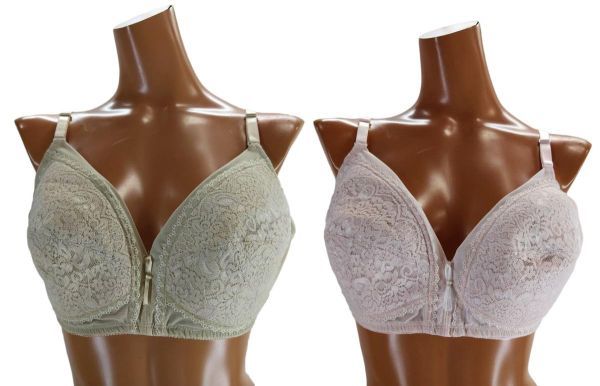 SI0488-2◇ 新品 ブラジャー 2点セット ノンワイヤー ストラップ調節可 ホック無し かぶりタイプ D85 ピンク ベージュ 送料350円拍卖