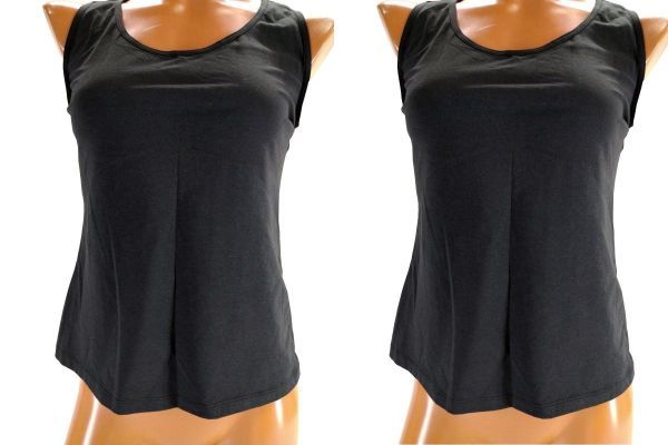 SI0421■ 新品 タンクトップ 2枚セット 裏地メッシュ付 カップ補正 無地 シンプル 3Lサイズ ブラック 送料350円拍卖