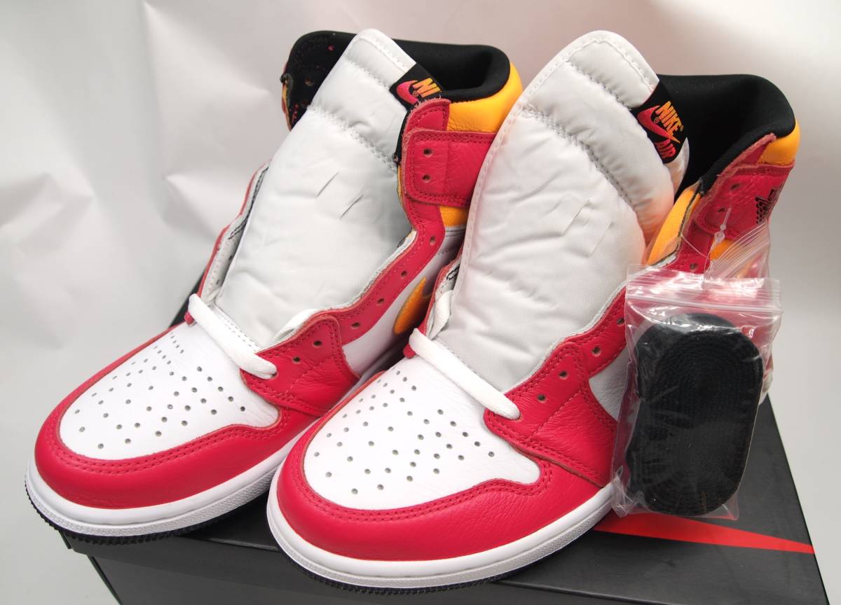 h895 新品 ナイキ エアジョーダン1 ハイ OG NIKE AIR JORDAN 1 HIGH OG LIGHT FUSION RED 555088-603 US8.5 26.5cm拍卖
