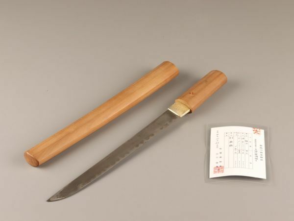 古美術 時代武具 短刀 28.4cm 無銘 登録付 白鞘 時代物 極上品 初だし品 C2537
