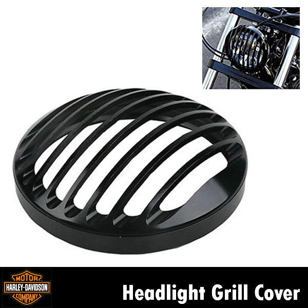 ハーレー ヘッドライト グリル カバー ブラック 5 3/4インチ スポーツスター 2004-2014 XL 883 1200 FXTS ベゼル ビレット ガード /0430063拍卖