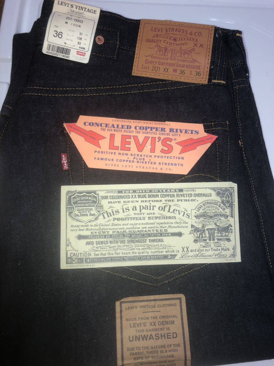 デッドストック 完売品 新品未使用品 リーバイス 201XX 36x36 赤耳 ビッグE 1996 製 刻印555 バレンシア ラスト 1本拍卖