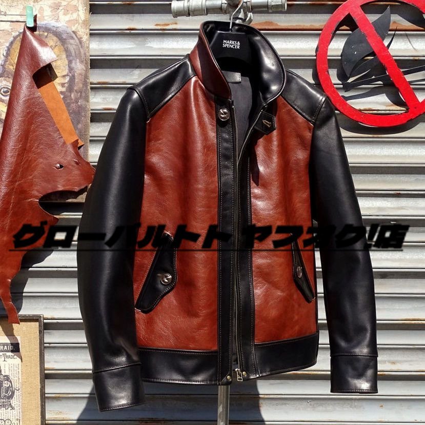 良い品質☆レザージャケット 機関車ライダースジャケット 本革 牛革 カウハイド ハーレー レザーコート バイクレザー 革ジャン拍卖