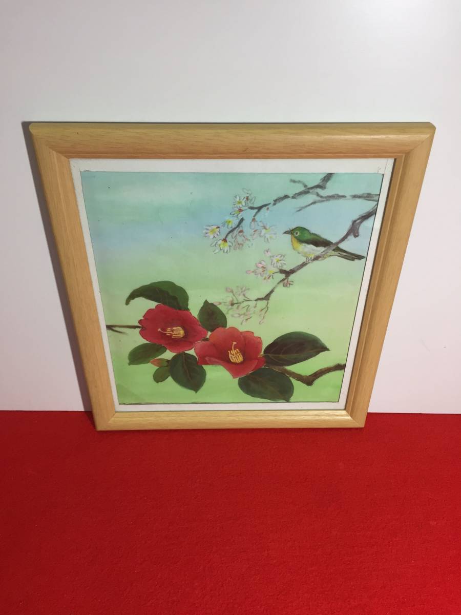 絵画 詳細不明 インテリア家具 壁飾り 椿 メジロ拍卖