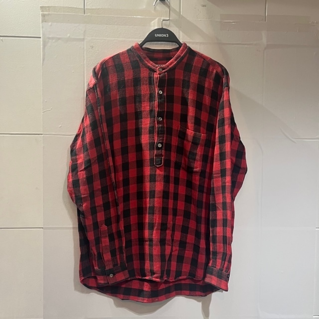 GOOD ENOUGH 1998aw グッドイナフ バンドカラープルオーバーチェックネルシャツ Lサイズ拍卖