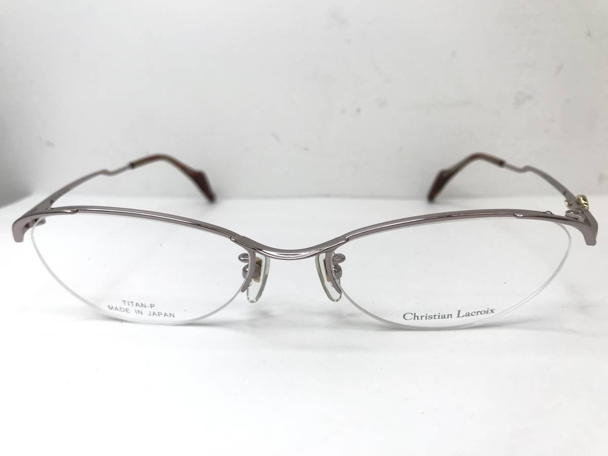 K-143. 新品 未使用 メガネフレーム christian lacroix 日本製 TITAN-P 52□17-132 ハーフリム 女性 レディース 男性 メンズ オシャレ拍卖