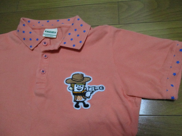 Laundry ピンク ウェスタン パッチ ポロシャツ EXTRASMALL デカロゴ 袖襟が星 ランドリーボーイ ワッペン 拍卖