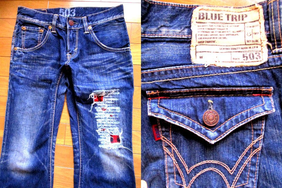 激レア! 日本製 USED加工 EDWIN 503 BLUE TRIP つぎはぎ パッチワーク デニム ジーンズ パンツ サイズM エドウィン BT5511拍卖