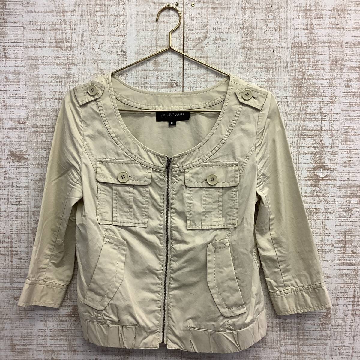 A379◇JILL STUART | ジル スチュアート 薄手ジャケット ライトベージュ サイズM拍卖