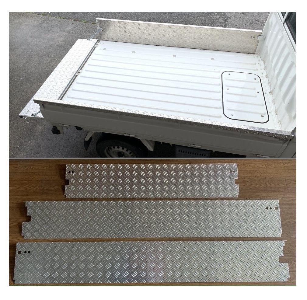 ■軽トラック ピクシストラック S201U(ゲートチェーン用ブラケット付き車両用) 荷台ゲートインナーカバー アルミ縞板 3点SET 拍卖
