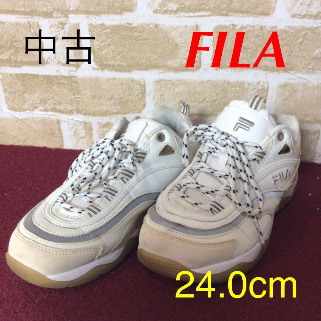 【売り切り!送料無料!】A-173 FILA!スニーカー!24.0!白!ホワイト!人気!かわいい!中古拍卖