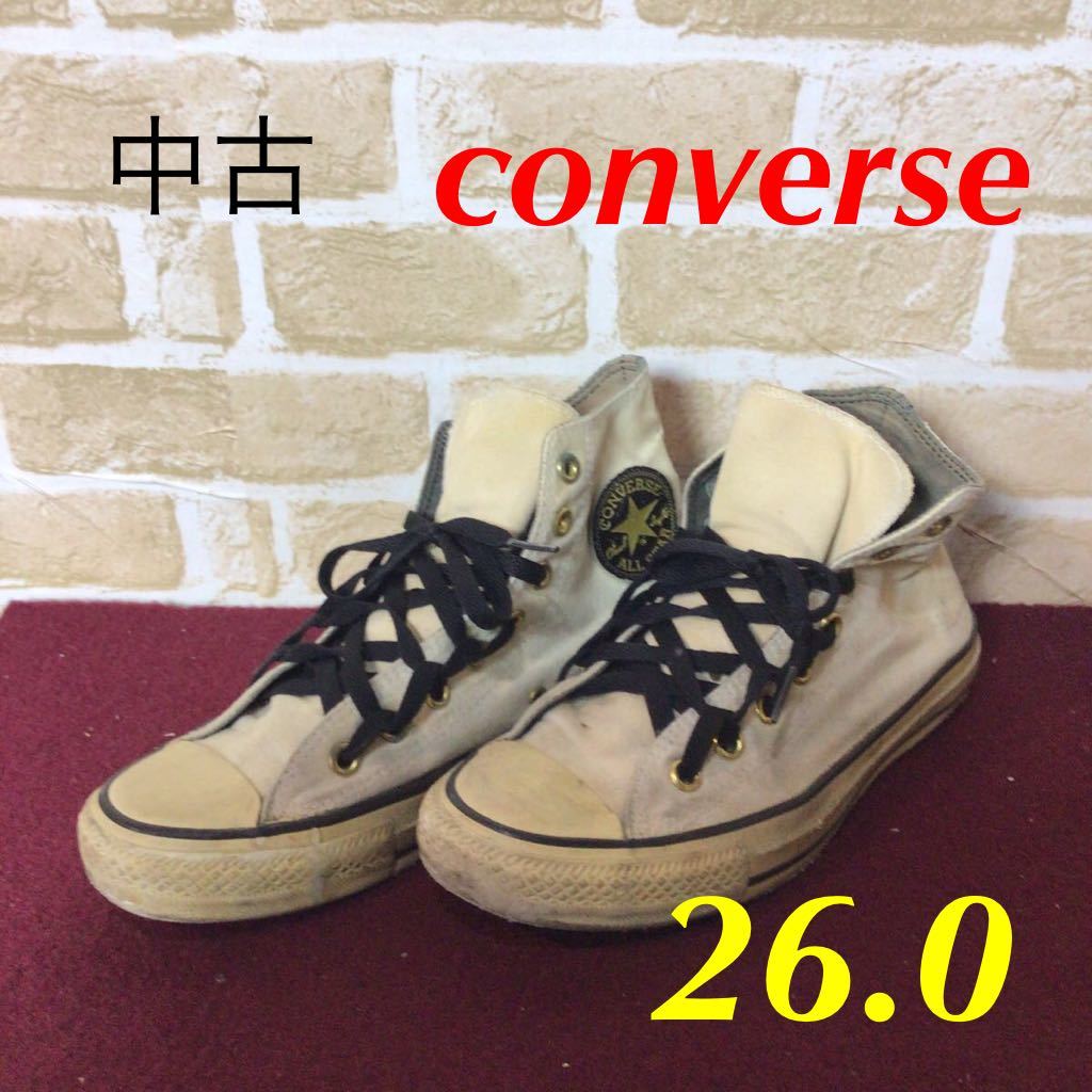 【売り切り!送料無料!】A-173 CONVERSE!スニーカー!26!26㎝!ベージュ!黒!コンバースオールスター!コンバース!STAR!ハイカットシューズ!中古拍卖