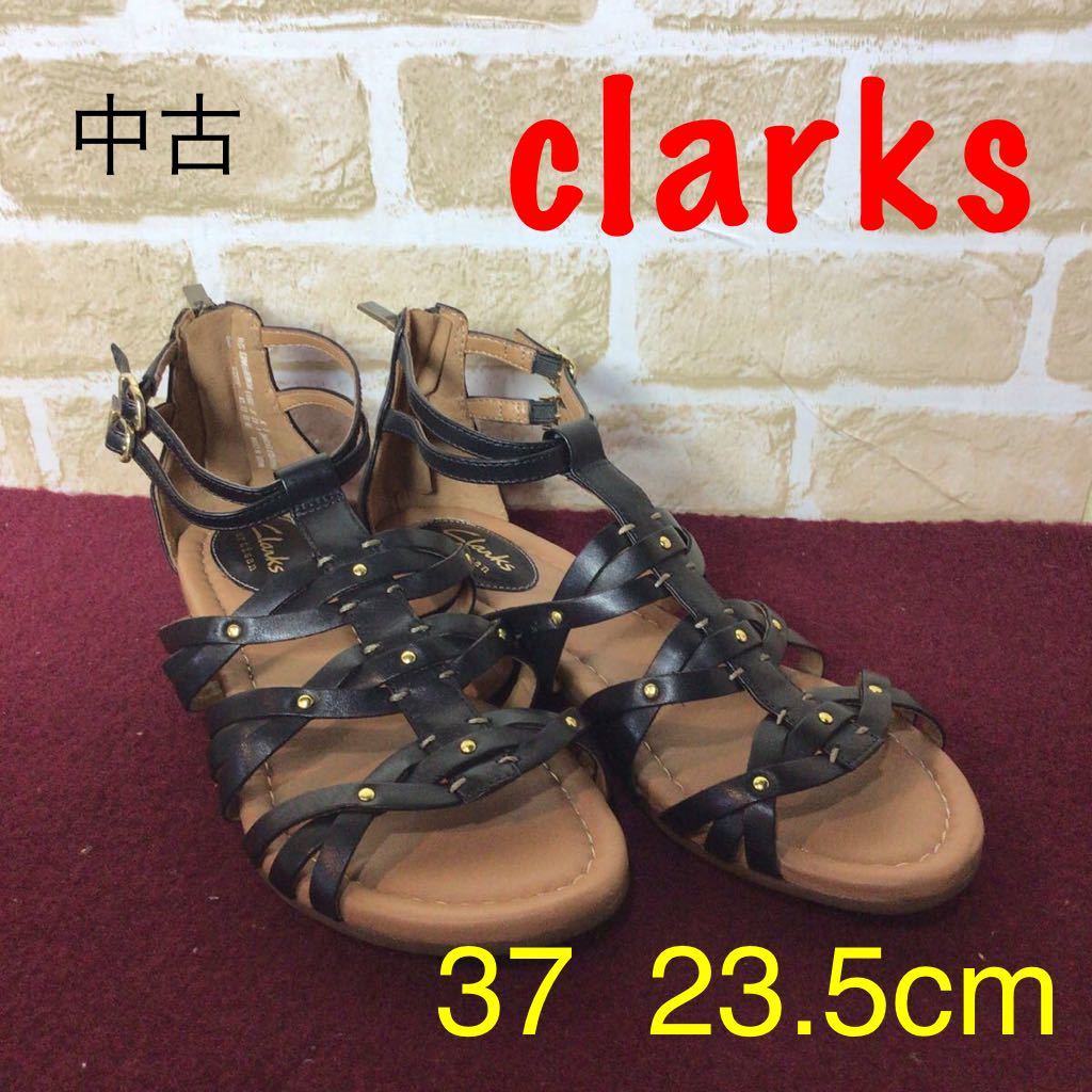 【売り切り!送料無料!】A-2 clarks!サンダル!23.5!黒!ブラック!おしゃれ!普段履き!かわいい!中古拍卖