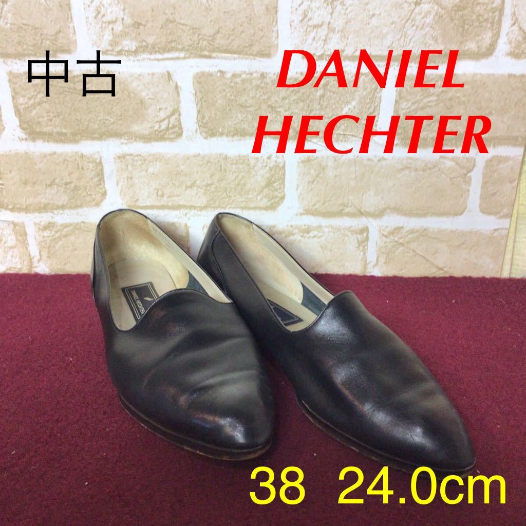 【売り切り!送料無料!】A-12 DANIELHECHTER!パンプス!38!24.0!ビジネスシューズ!黒!ブラック!冠婚葬祭!仕事!中古拍卖