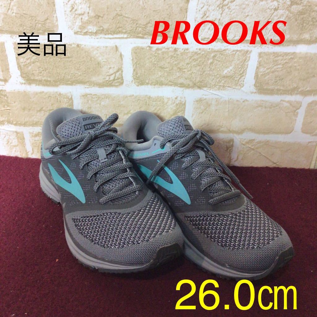【売り切り!送料無料!】A-40 BROOKS!ウォーキングシューズ!26!グレー!水色!通勤!ランニング!トレーニング!運動靴!中古!美品!拍卖