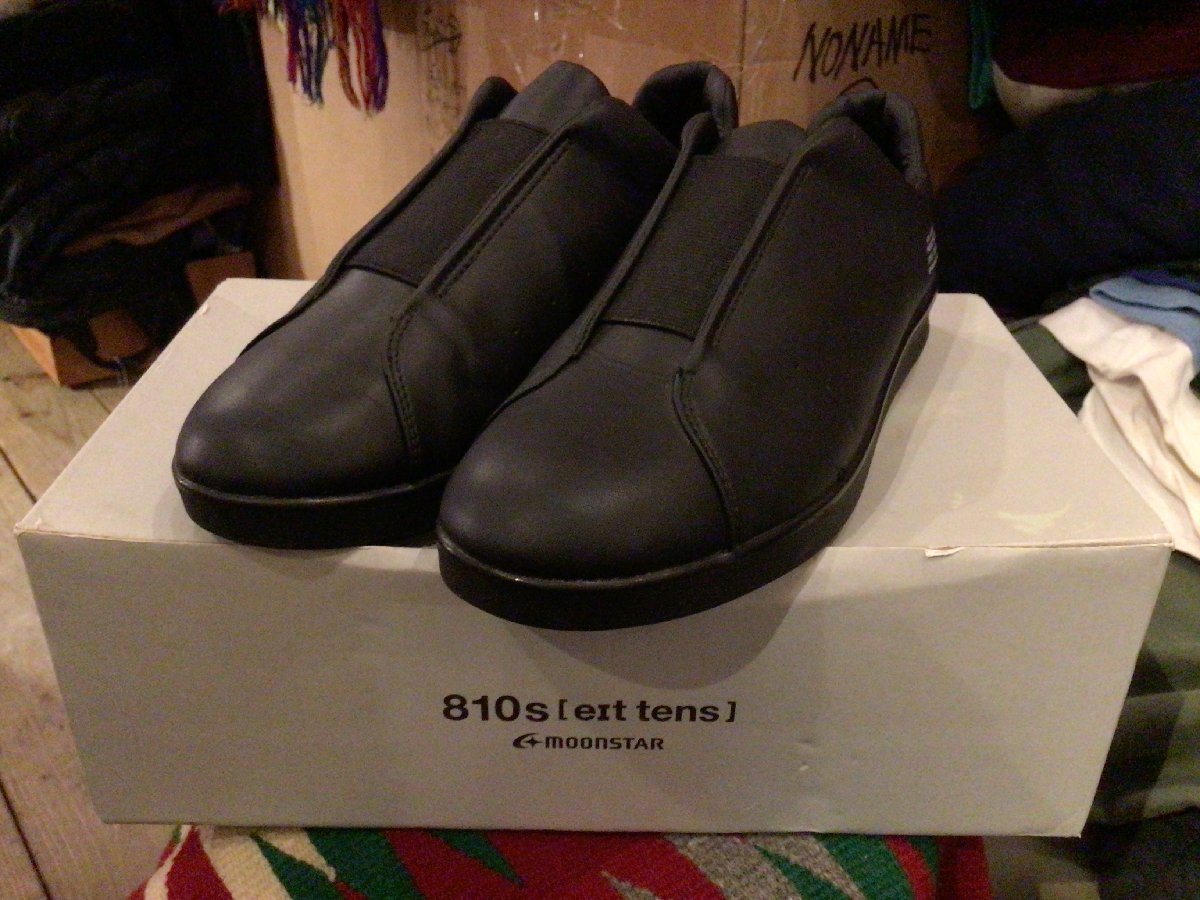 箱付 MOON STAR 810S KITCHE SLIP ON SIZE 26cm ムーン スター エイトテンス キッチェ スリッポン ブラック拍卖