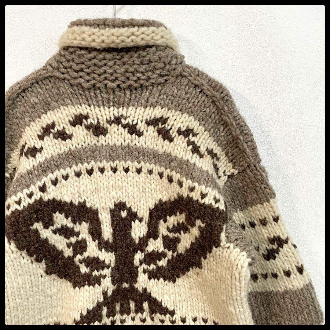 【手編み】カナダ製 クジラ イーグル ハンドニット カウチンニット メンズ Fサイズ拍卖