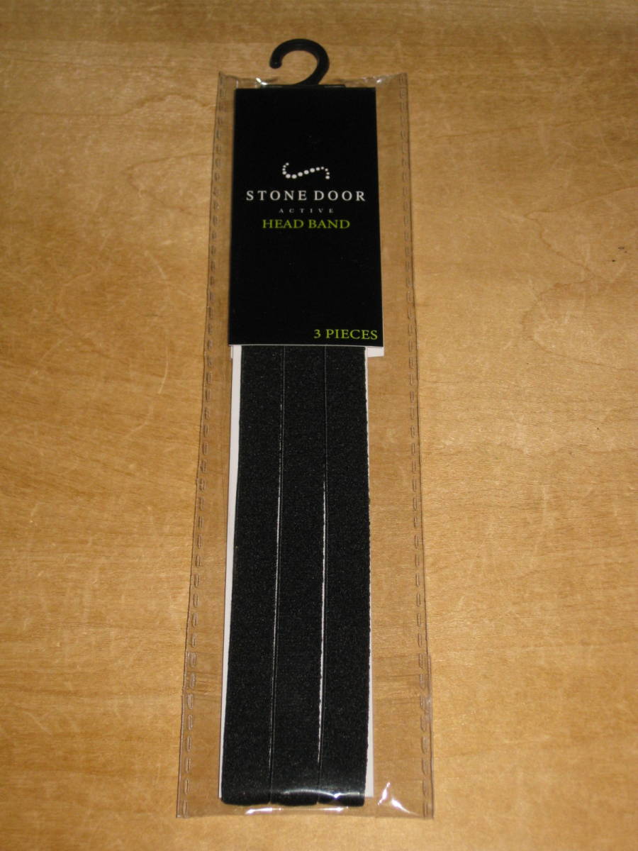 STONE DOOR HEAD BAND/ヘッドバンド 3本入 ブラック /黒 1cm幅 送¥110~ サッカー ハンドボール テニス ランニング スポーツ ヘアーバンド 拍卖