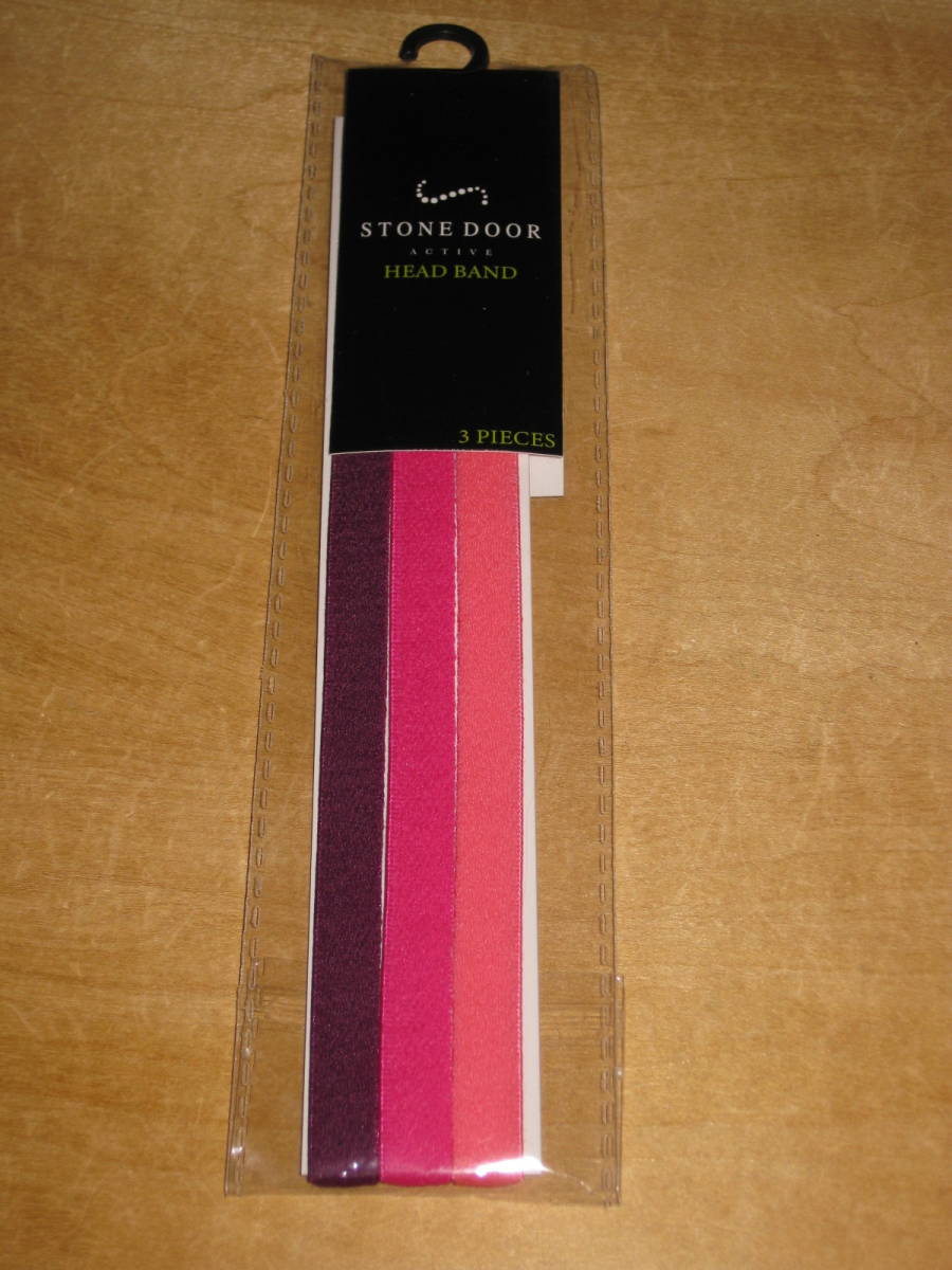 STONE DOOR HEAD BAND/ヘッドバンド 3本入 紫 朱 オレンジ 1cm幅 送¥94~*サッカー ハンドボール テニス ランニング スポーツ ヘアーバンド拍卖