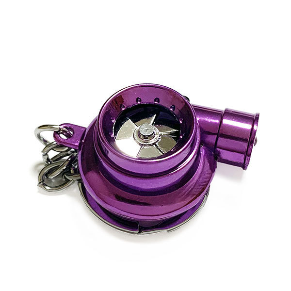 キーホルダー ターボ キーリング ストラップ タービン音付き LEDライト アクセサリー 自転車 車 バイク 家 鍵 パープル 送料無料拍卖