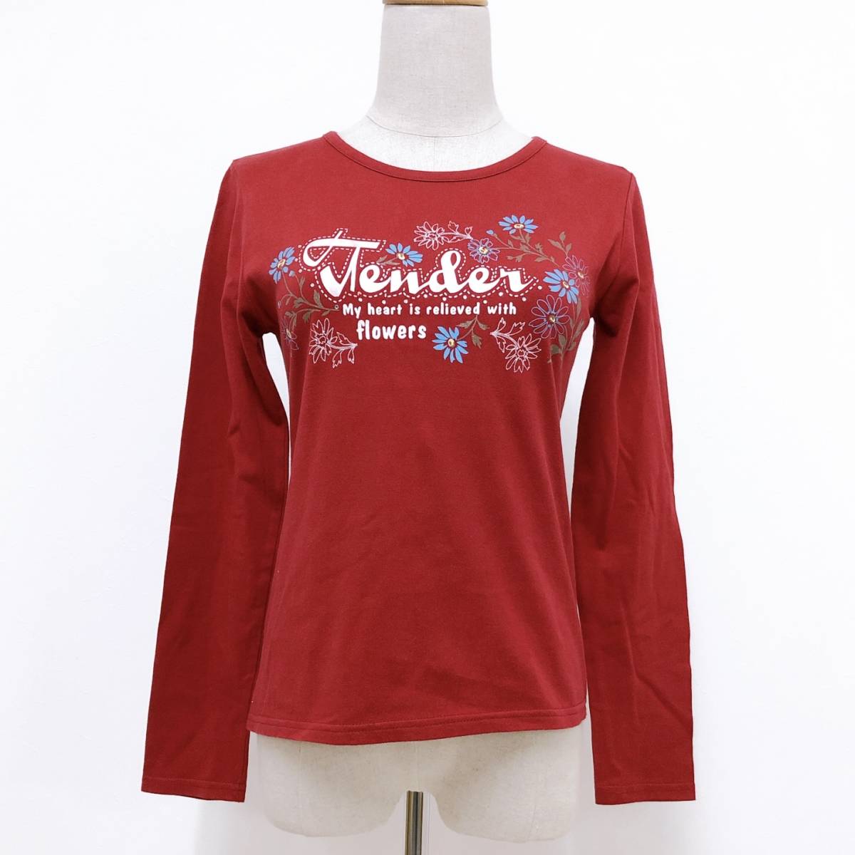 k1509 美品 L.E.Balance Tシャツ 綿100% プリント M 深赤 レディース ガーリー カジュアル デイリーユーズ キュートなスイートスタイル 拍卖