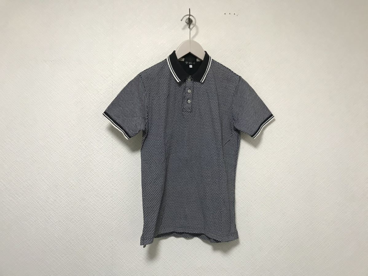 本物タケオキクチtkTAKEOKIKUCHIコットン柄タイト半袖ポロシャツメンズアメカジビジネススーツゴルフ黒ブラック白1S拍卖