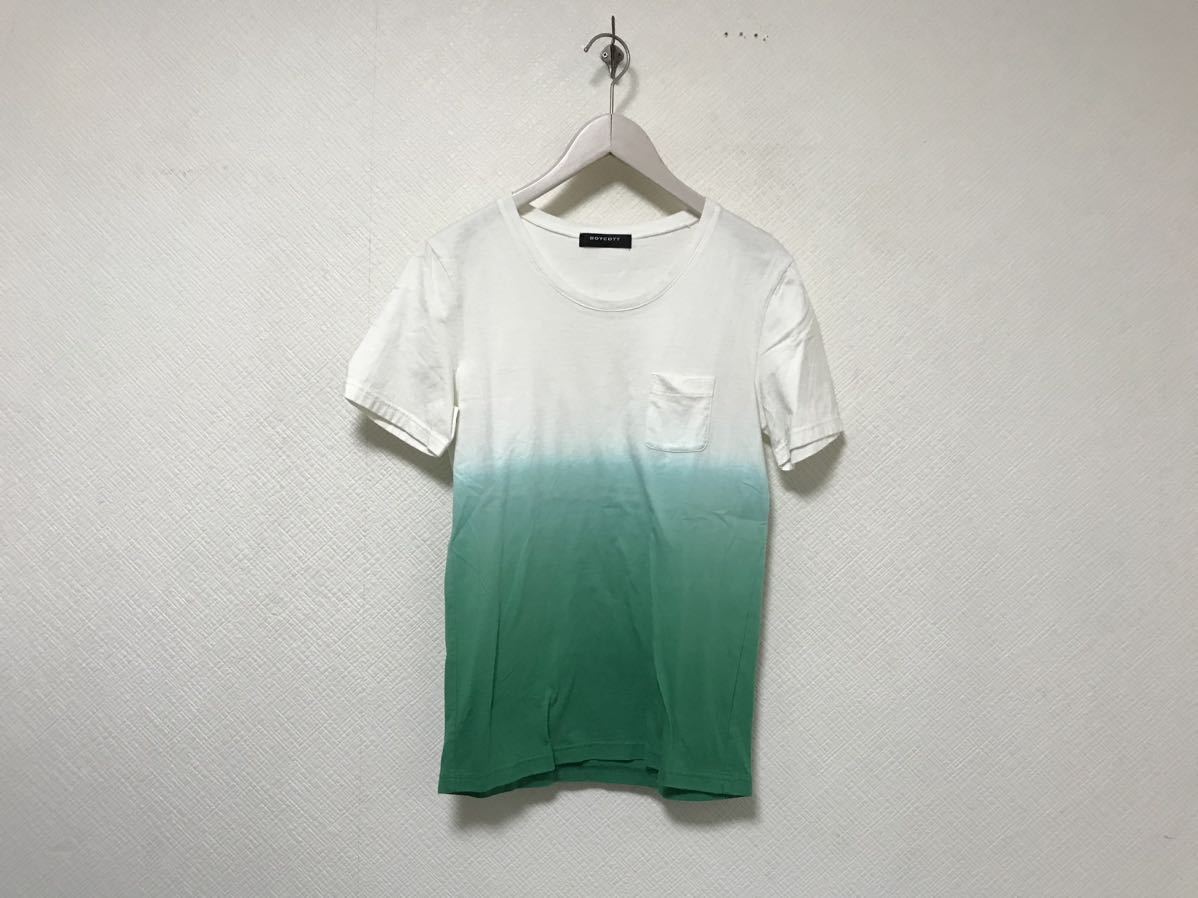 本物ボイコットBOYCOTTコットングラデーション柄半袖Tシャツメンズサーフアメカジミリタリービジネススーツゴルフ白ホワイト緑グリーン2M拍卖