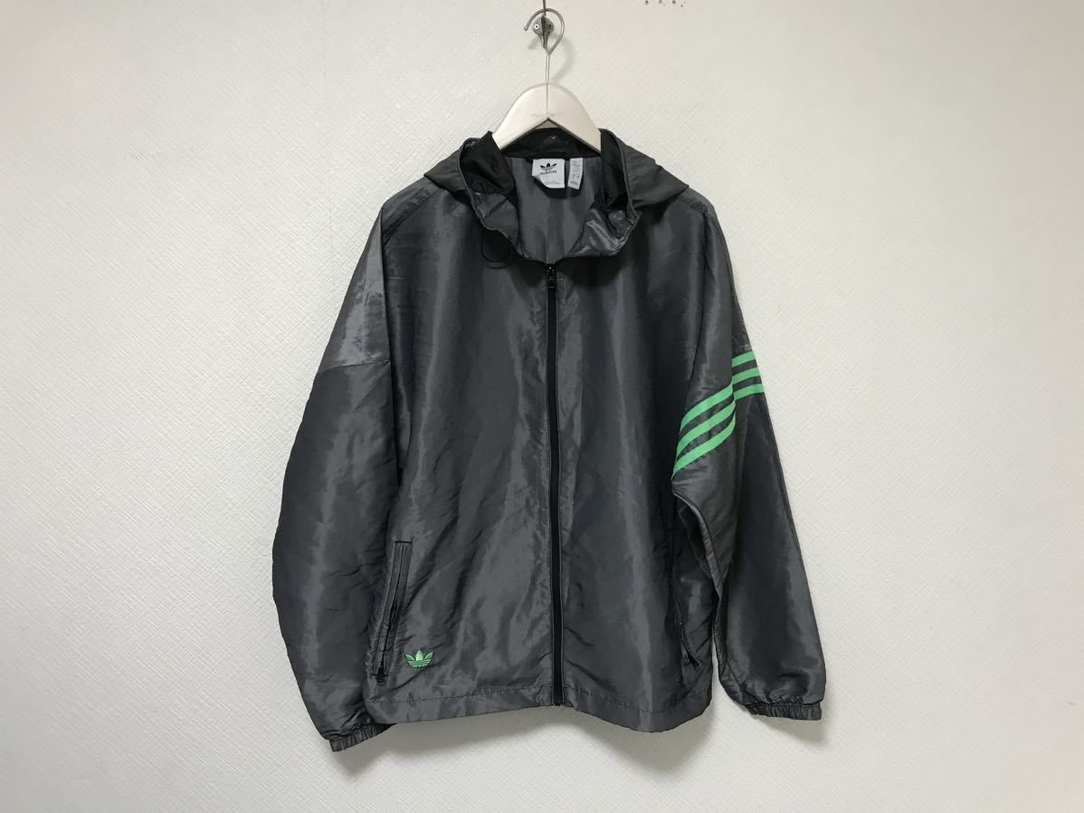 本物アディダスadidasナイロンパーカージャケットセットアップパンツロゴ刺繍メンズサーフミリタリーアメカジスーツビジネスグレーLM拍卖