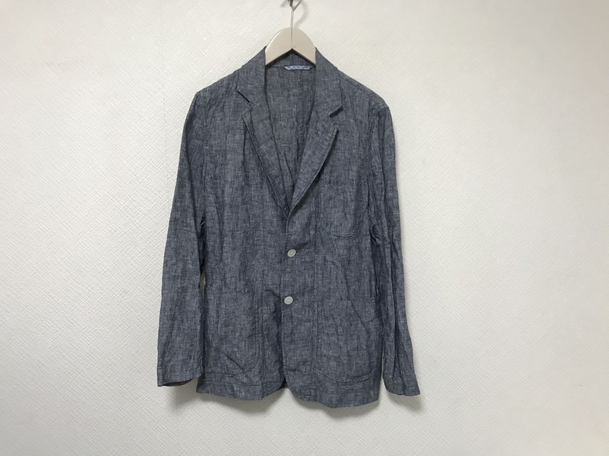 本物センスオブプレイスSENCEOFPLACEアーバンリサーチリネン麻テーラードジャケットメンズサーフミリタリーアメカジスーツビジネス青38M拍卖