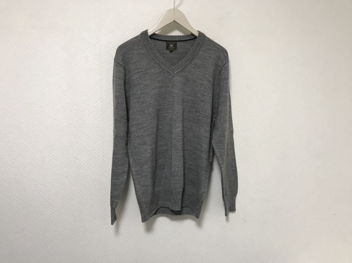 本物ジョセフアブードJOSEPHABBOUDニットVネック長袖セーターメンズサーフアメカジミリタリーワークビジネススーツLグレー拍卖