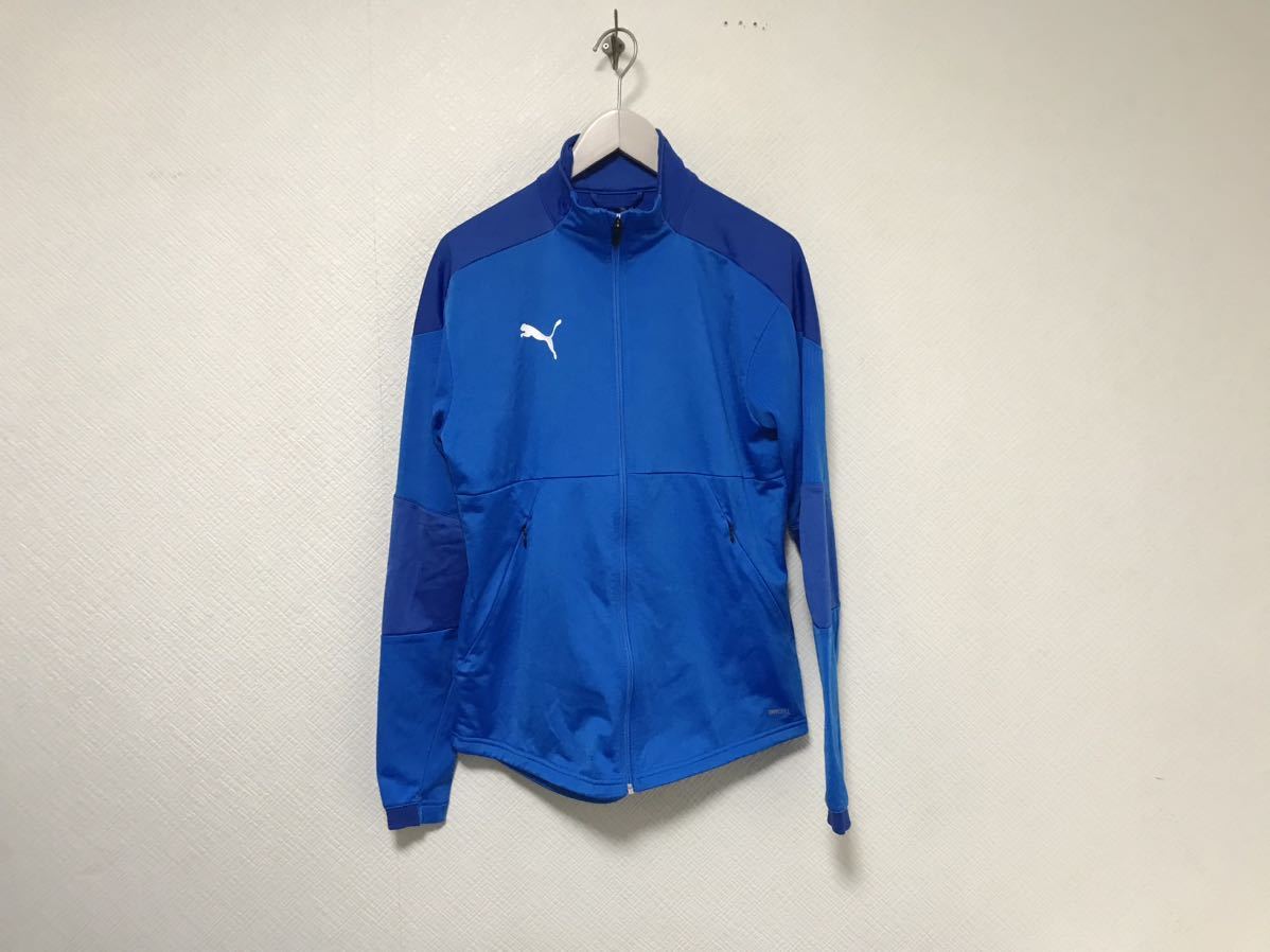 本物プーマPUMAジャージロゴプリント長袖トラックジャケットメンズサーフアメカジミリタリースーツビジネススポーツ青ブルーM拍卖