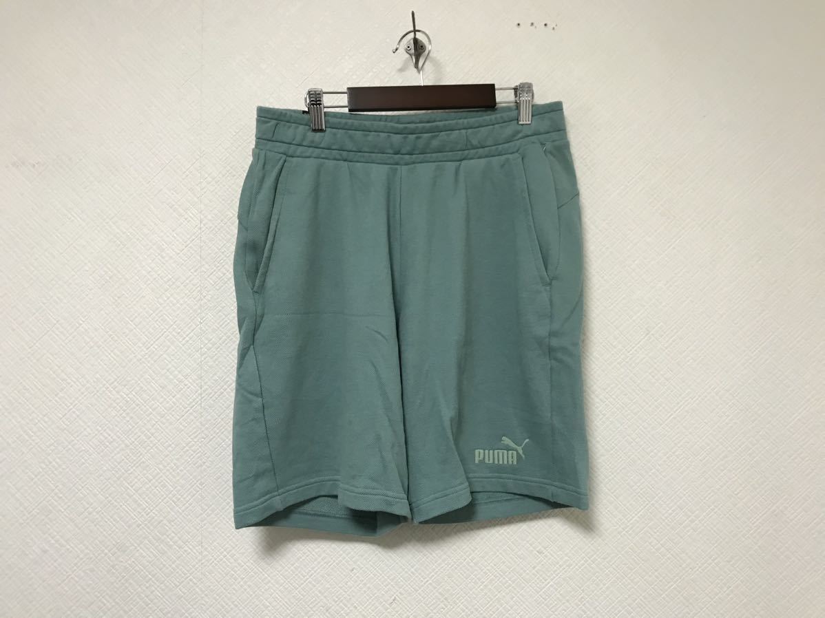 本物プーマPUMAコットンイージーワークスウェットジャージハーフショートパンツサーフアメカジミリタリービジネススーツメンズM緑グリーン拍卖