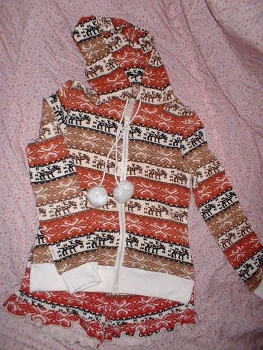 K① 即買☆parkgirl トナカイ柄パーカー&ショートパンツセットアップ ぼんぼりパーカー ショーパン ハーフパンツ 短パン 拍卖