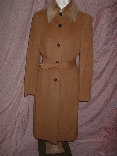 han① 美品☆即買♪iCB キャメル アンゴラ ロングコート ラビットファー 茶 9号拍卖