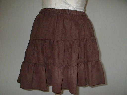 ke 即決☆ルイペリエ こげ茶スウェード2段フリルスカートカワイイ拍卖