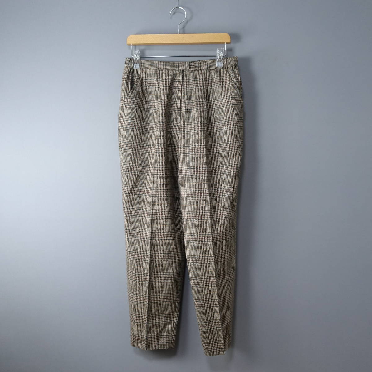 ☆美品☆Leilian/レリアン/11/日本製/ウエストゴム/ウール100%パンツ/ブラウン系/茶/ベージュ/スラックス/ボトムス/レディース拍卖