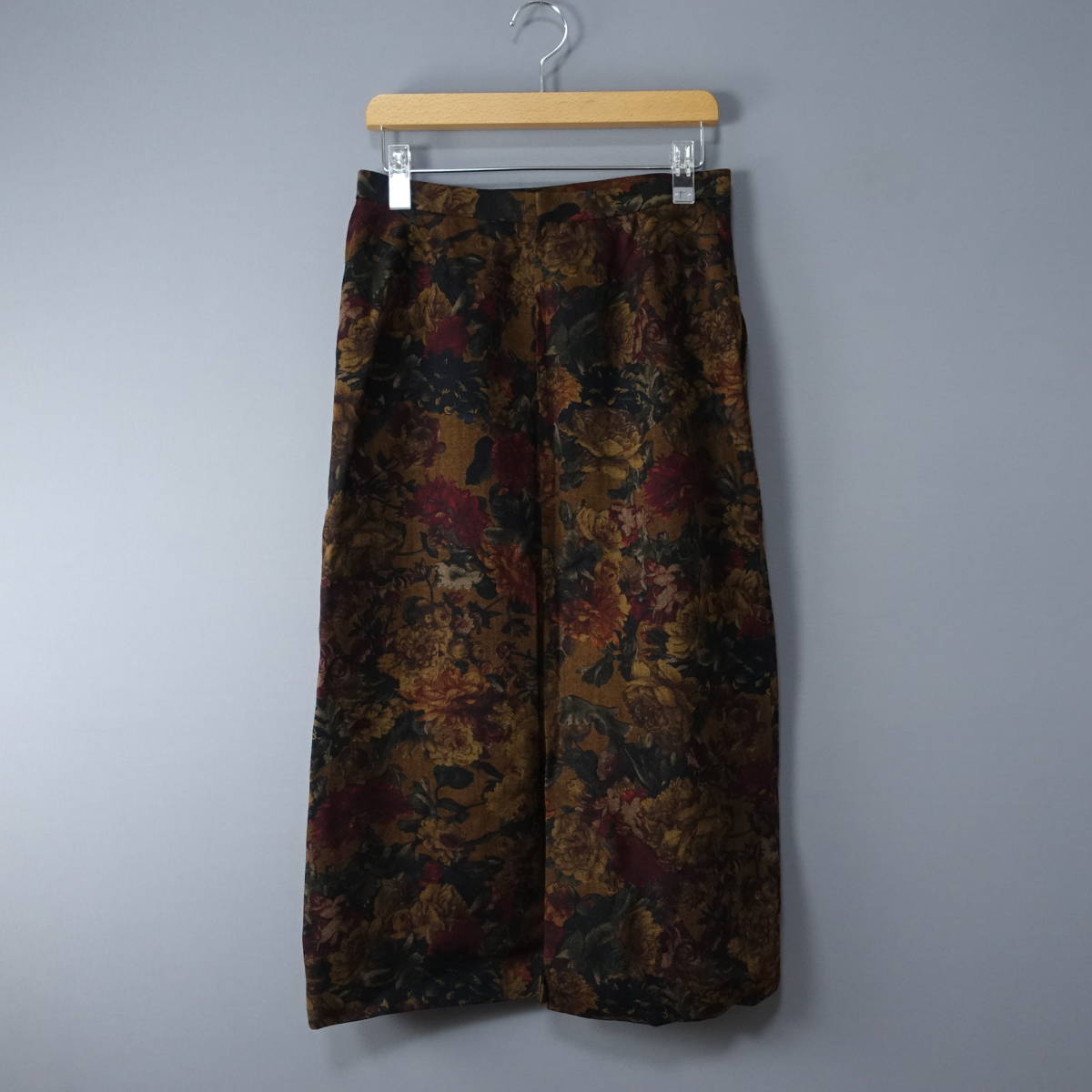 Leilian/レリアン/11/日本製/ウール/花柄スカート/ダークブラウン/茶/レディース拍卖