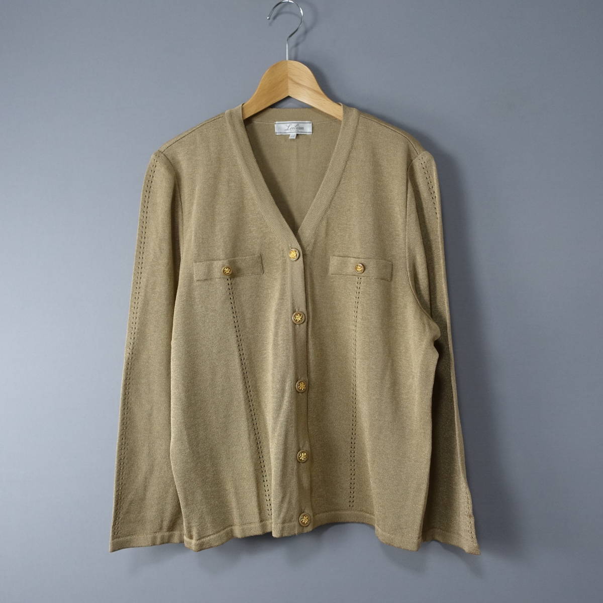 美品*Leilian/レリアン/11/日本製/ウール/イタリア製糸使用カーディガン/ブラウン/茶/レディース/トップス拍卖