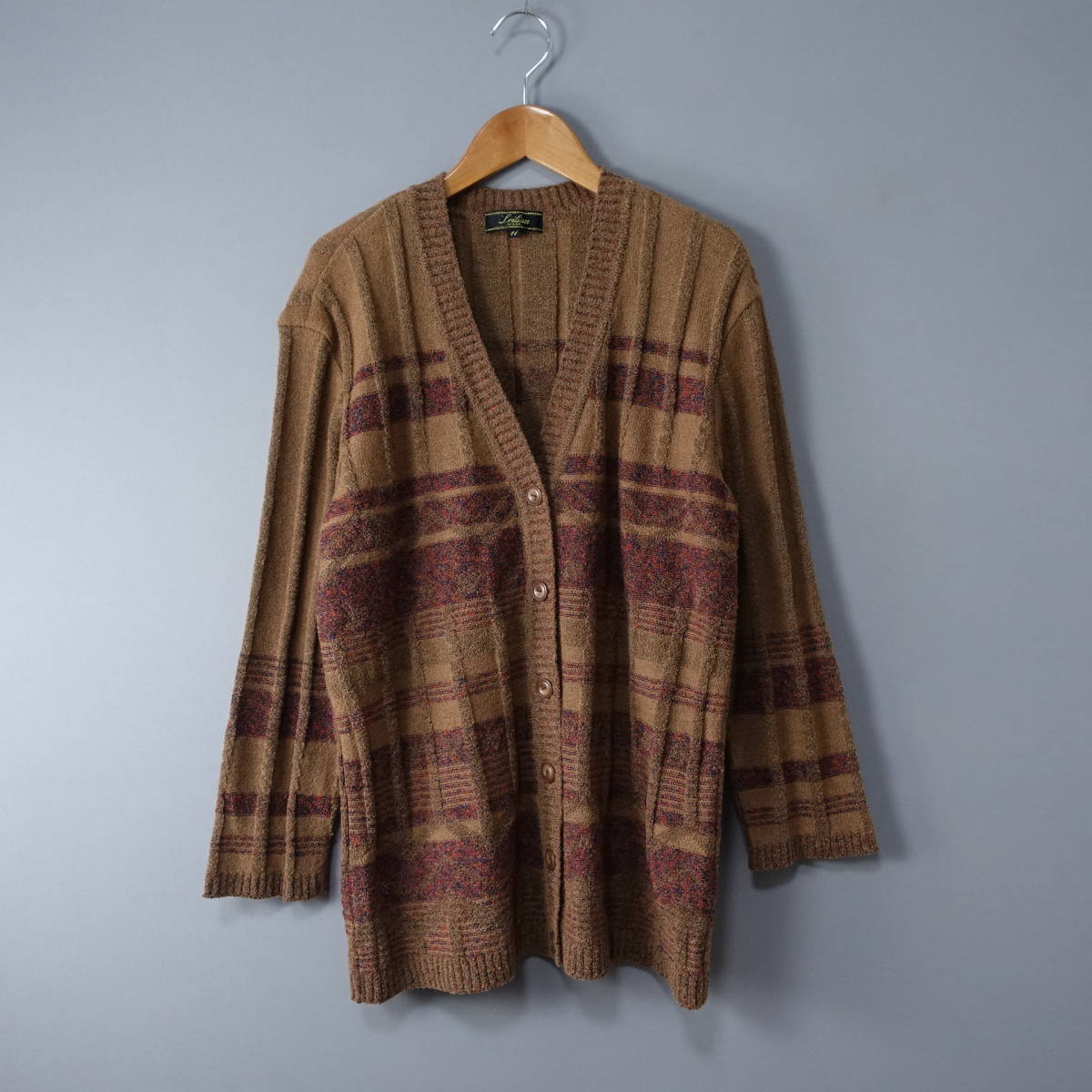 ☆美品☆Leilian/レリアン/11/日本製/ウールカーディガン/ブラウン/茶/レディース/トップス拍卖