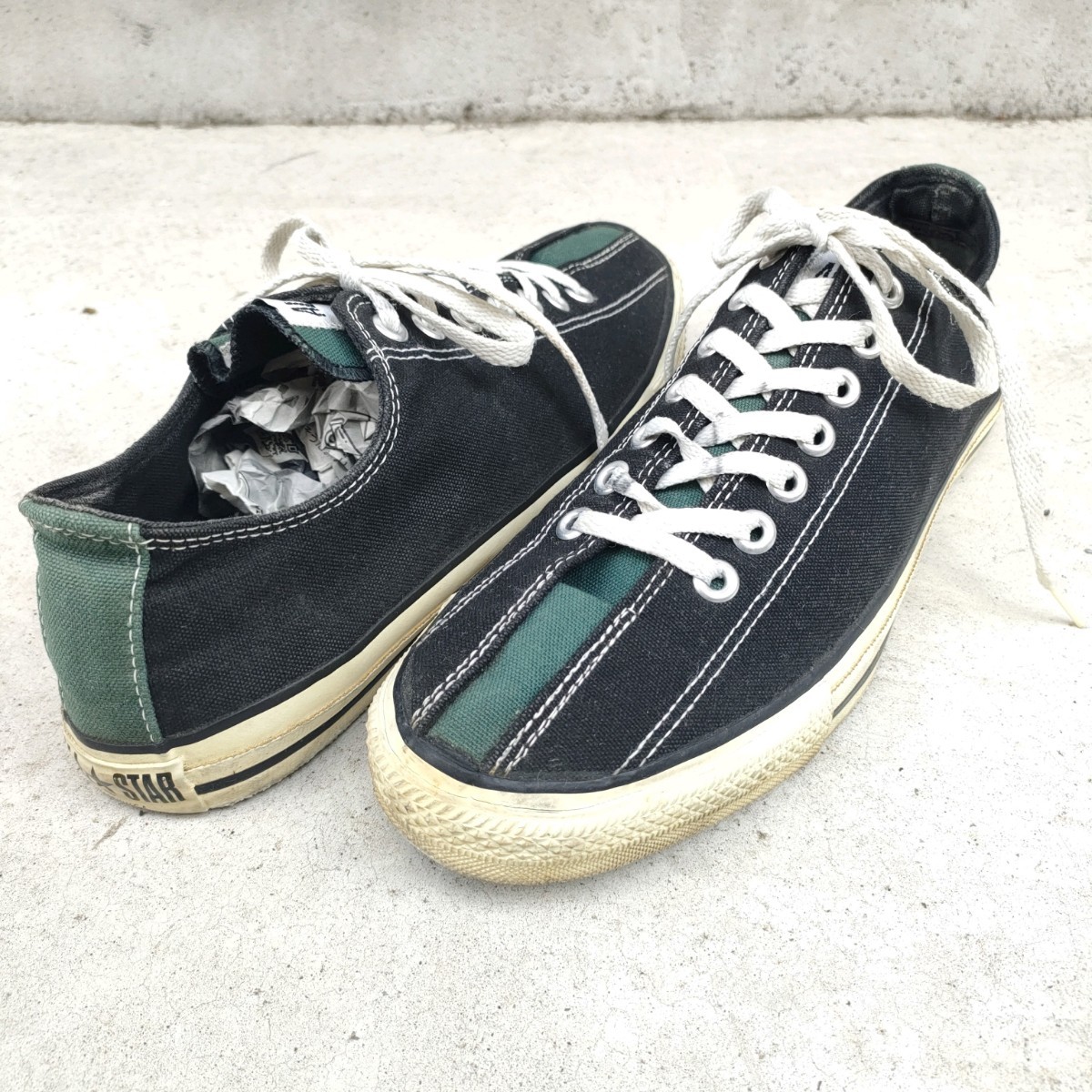 【稀少/90s/USA製】コンバースCONVERSE/オールスターALL STAR/キャンバス/バイカラー/ローカット/スニーカー/29/10.5/黒/R070911/0054/拍卖